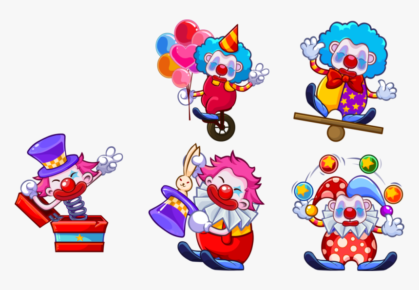 Different Illustration Joker Postures Five Clown Cartoon - 可愛 卡通 小丑, HD Png Download, Free Download