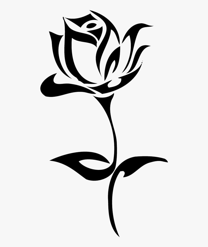 Tattoo Rose Hand Black Drawn Flowers Drawing Clipart - Black And White Flower, HD Png Download, Free Download