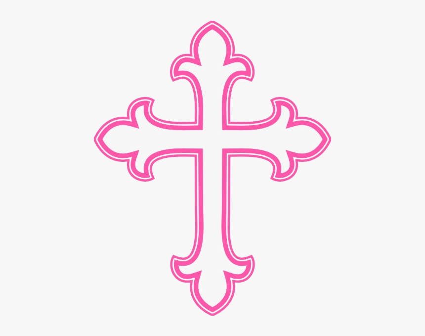 Cross Pink Outline Clip Art Clipart Black And White - Pink Cross Clipart, HD Png Download, Free Download