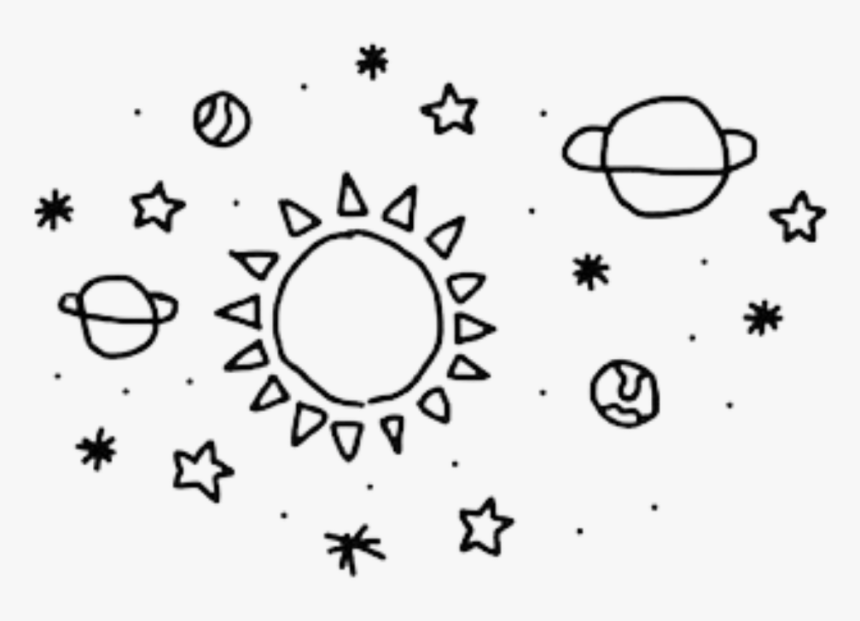 Space Planets Tumblr Black Stars Freetoedit - Planet And Stars Drawing, HD Png Download, Free Download