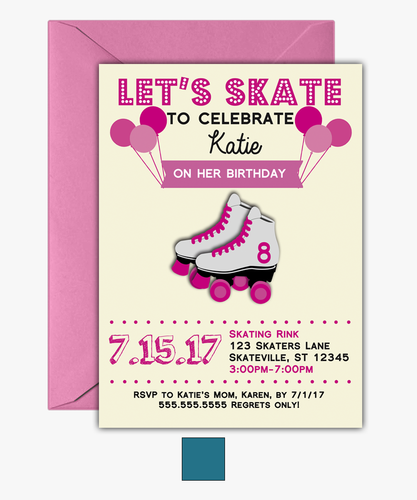 Let"s Skate Roller Skating Birthday Invitation By Anton - Lets Skate And Celebrate, HD Png Download, Free Download