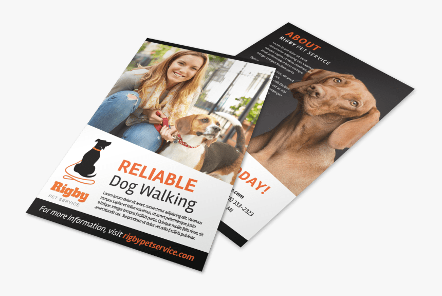 Happy Dog Walking Flyer Template Preview - Dachshund, HD Png Download, Free Download