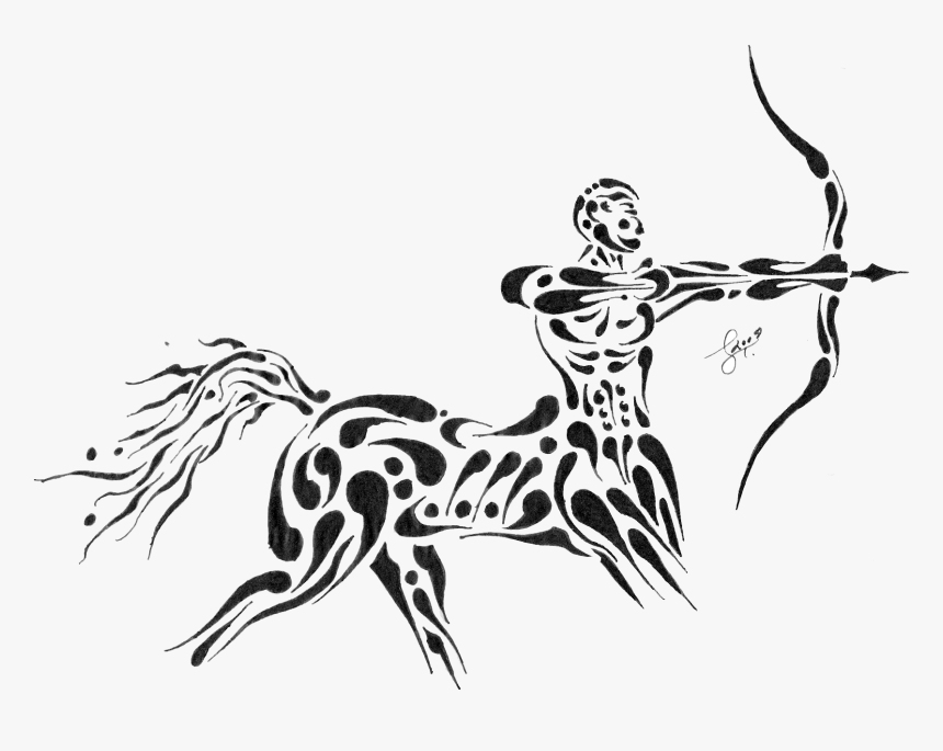 Sagittarius Png Transparent Images - Tribal Sagittarius Zodiac Sign, Png Download, Free Download