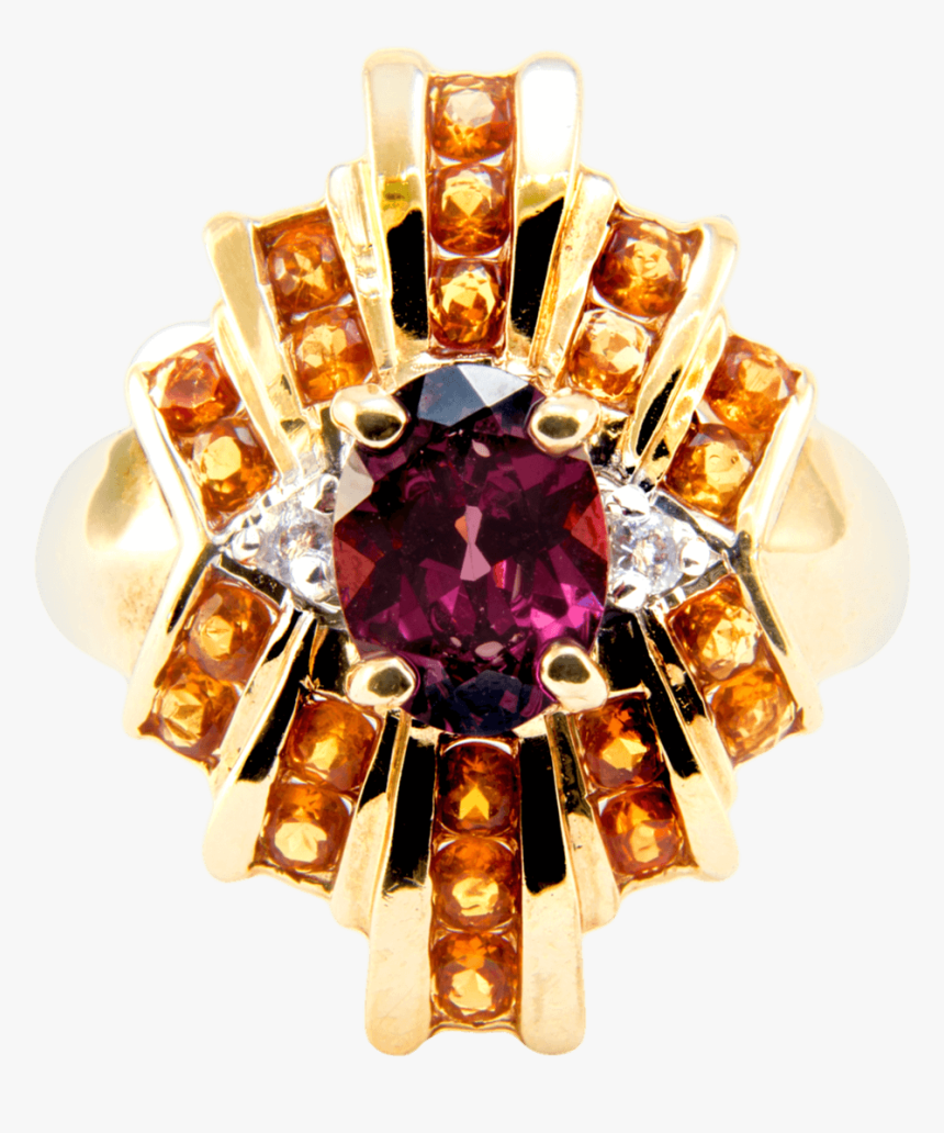 14k Yellow Gold Rhodolite And Spessartite Garnet Ring - Diamond, HD Png Download, Free Download