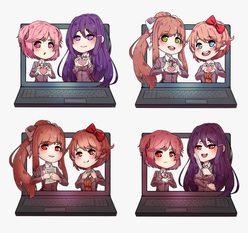 Doki Doki Literature Club Chibi Designs For Double, HD Png Download, Free Download