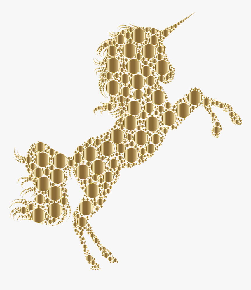 Gold Unicorn Silhouette 2 Circles No Background - Gold Unicorn With No Background, HD Png Download, Free Download