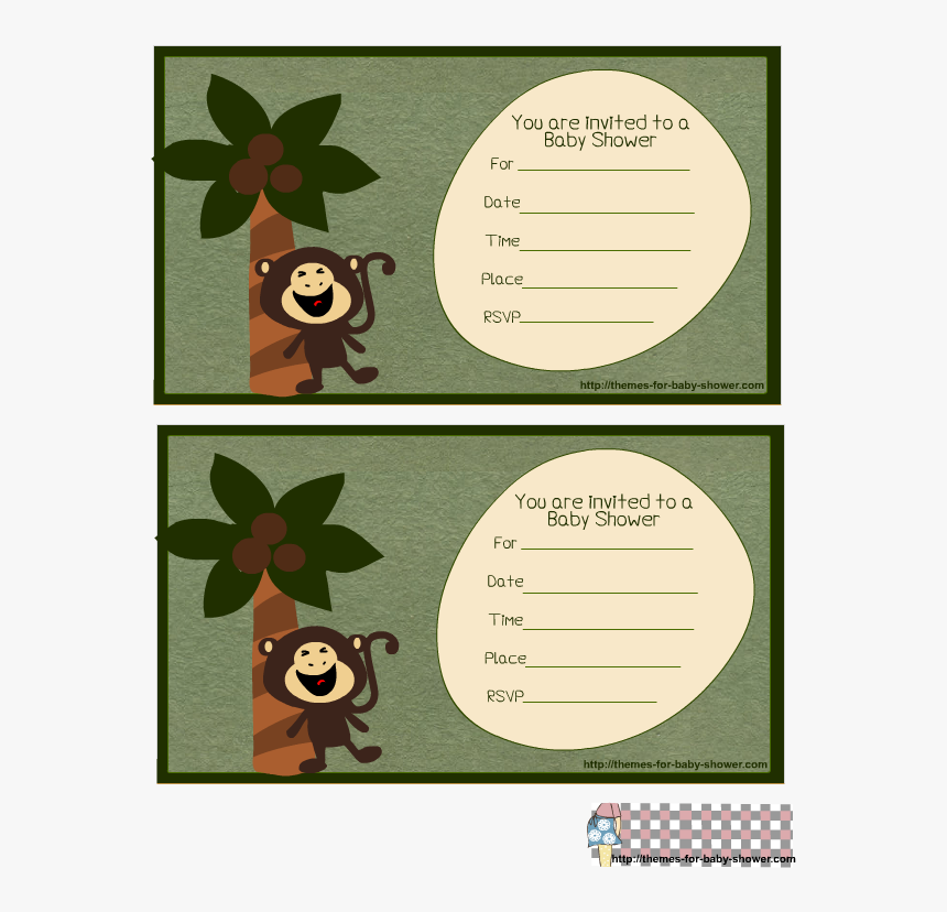 Baby Shower Invitation Featuring Laughing Baby Monkey - Cartoon, HD Png Download, Free Download