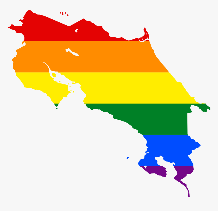 Lgbt Flag Map Of Costa Rica - Mountains In Costa Rica Map, HD Png Download, Free Download