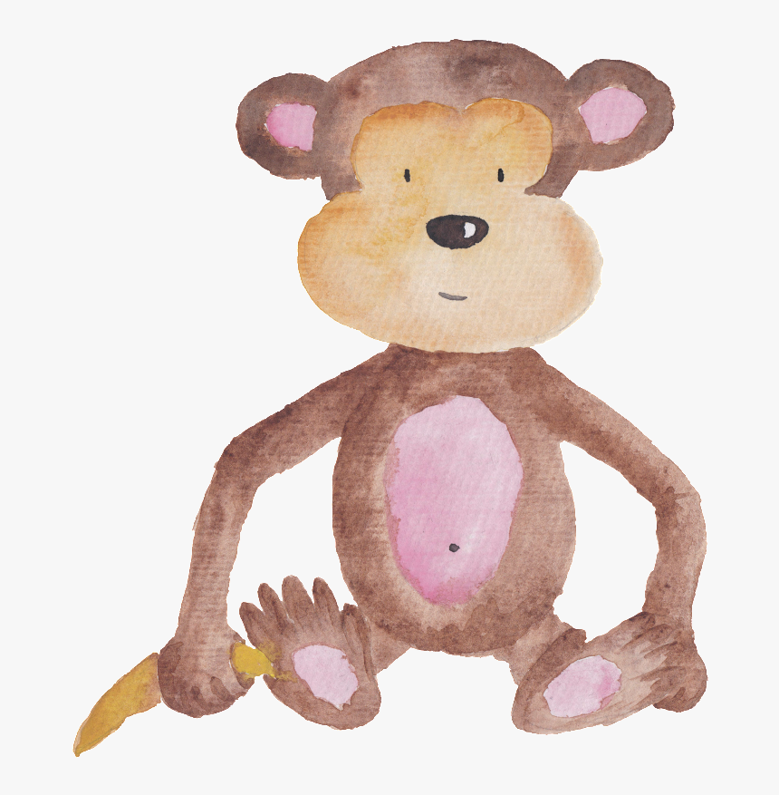 Brown Hand Painted Monkey Cute Animal Transparent - Baby Prints For Nursery, HD Png Download, Free Download