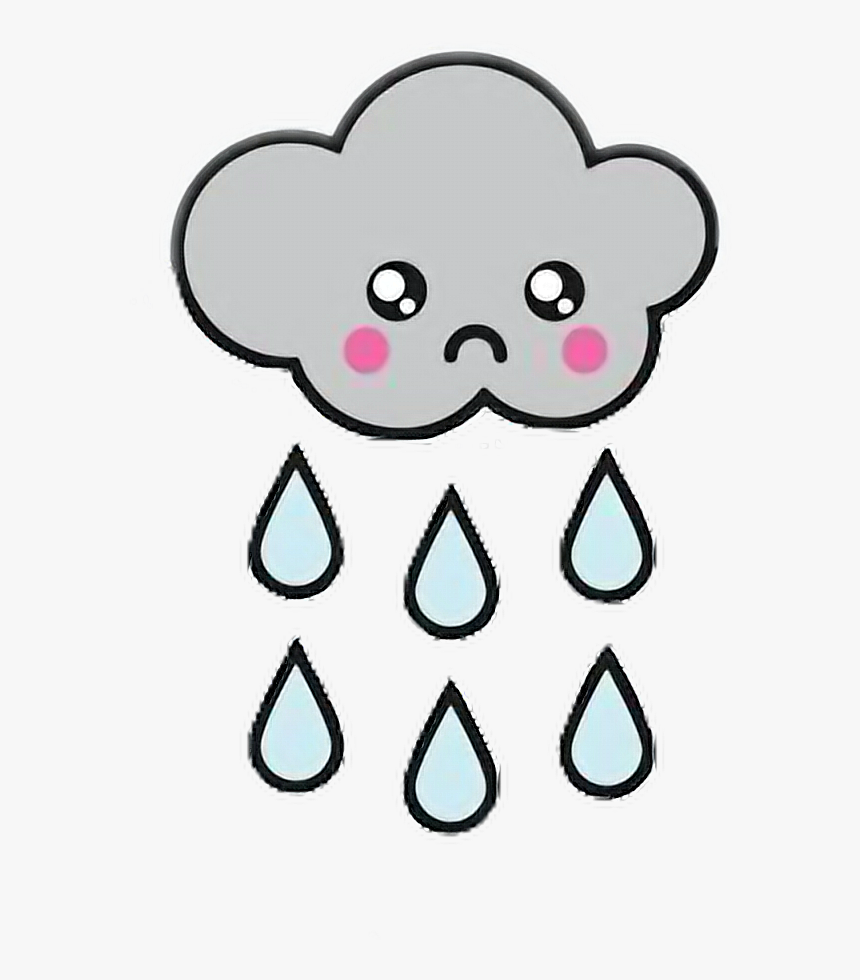 Thunderstorm Clipart Cloudy - Rain Clipart Kawaii, HD Png Download, Free Download