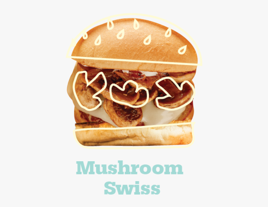 Mushroom Swiss Burger - Fast Food, HD Png Download, Free Download