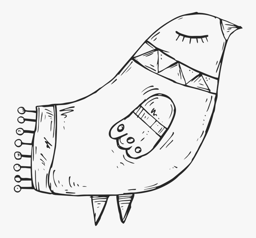 Bird, Hand Drawn, Black, White, Animal, Nature, Love - Čierne Kreslené Obrázky, HD Png Download, Free Download