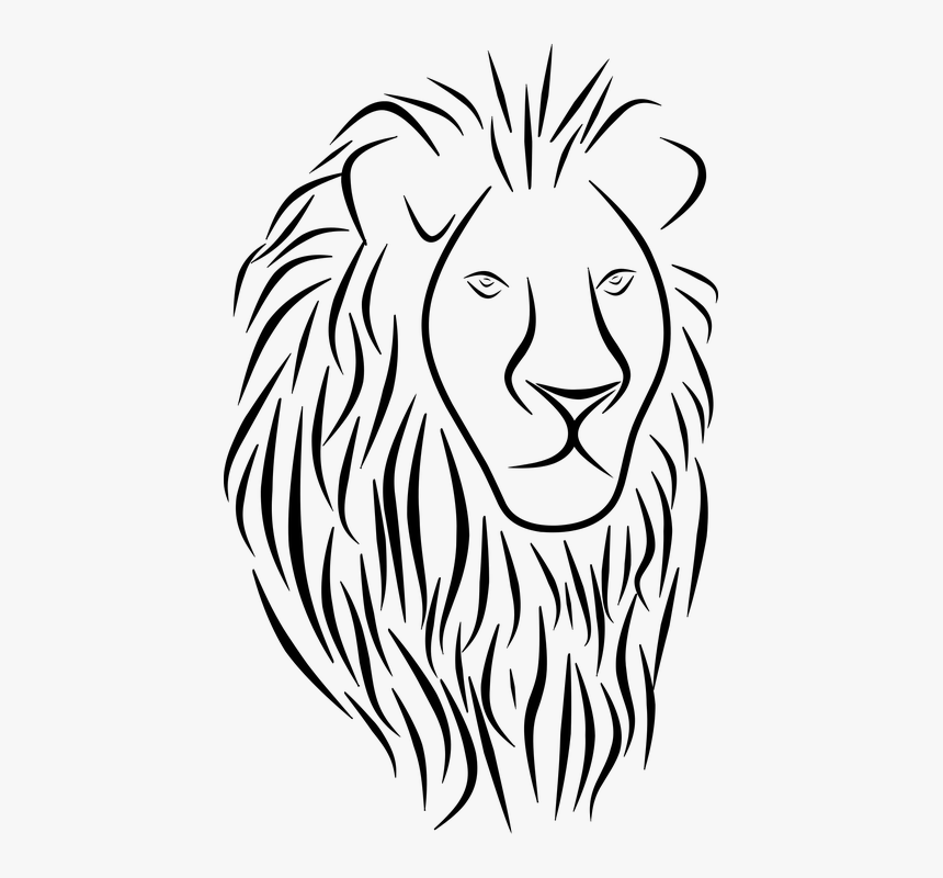 Lion, Tribal, Tattoo, Head, Icon, Silhouette, Animal - Simple Lion Face  Sketch Tattoo, HD Png Download - kindpng