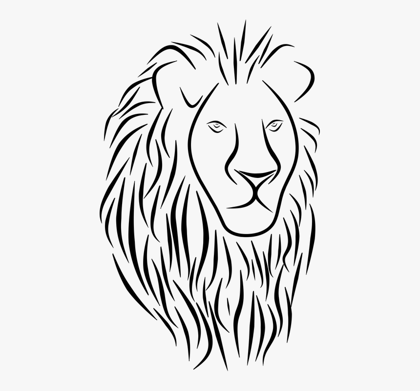 Lion, Tribal, Tattoo, Head, Icon, Silhouette, Animal - Simple Lion Face Sketch Tattoo, HD Png Download, Free Download