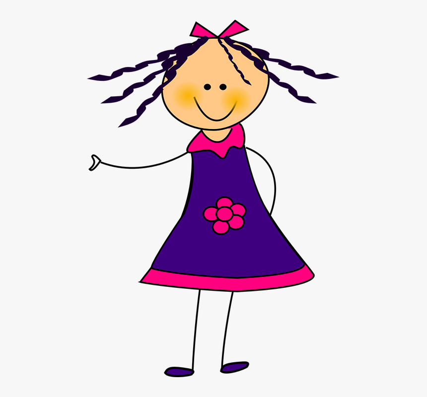 Girl, Dress, Ribon, Flower, Smile, Purple, Pink - Doll Clip Art, HD Png ...