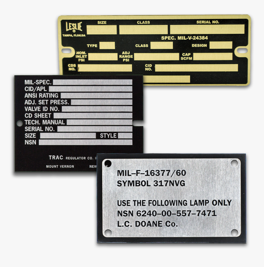 Qnp Is Your Source For Mil-spec Nameplates - Valve Name Tag, HD Png Download, Free Download