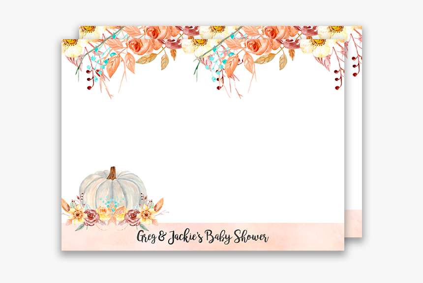 Fall Pumpkin Blue And Orange Floral Baby Shower Name - Fall Name Tag, HD Png Download, Free Download