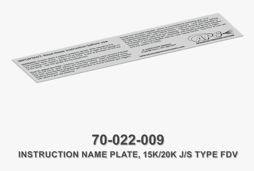 15k/20k Flow Divider Valve Instruction Name Plate , - Paper, HD Png Download, Free Download