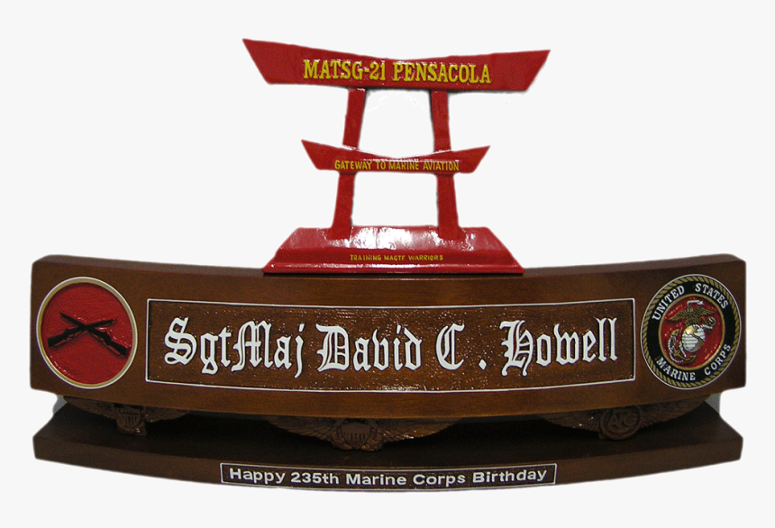 122 Usmc Torii Desk Nameplate Top Design From Militaryplaques - Usmc Desk Name Plate, HD Png Download, Free Download