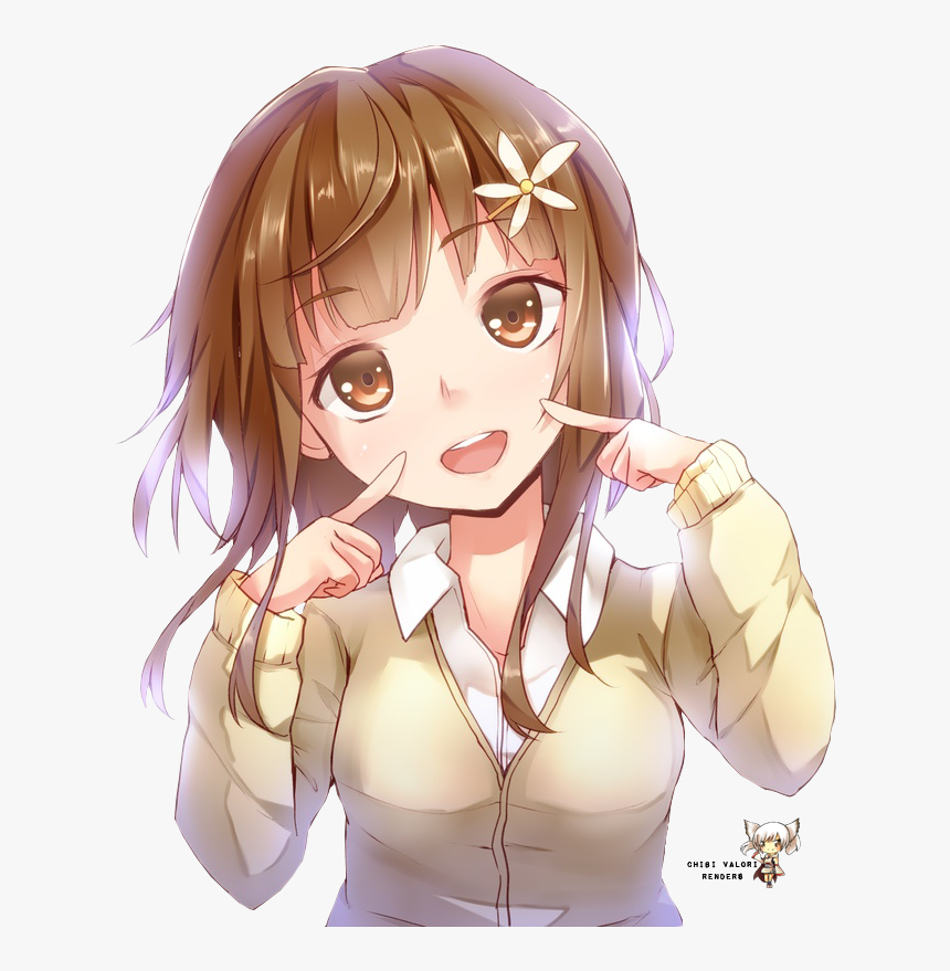 Cute Anime Girl Smiling By Mayomie-d7h0ml6 - Anime Girl Smiling Png, Transparent Png, Free Download