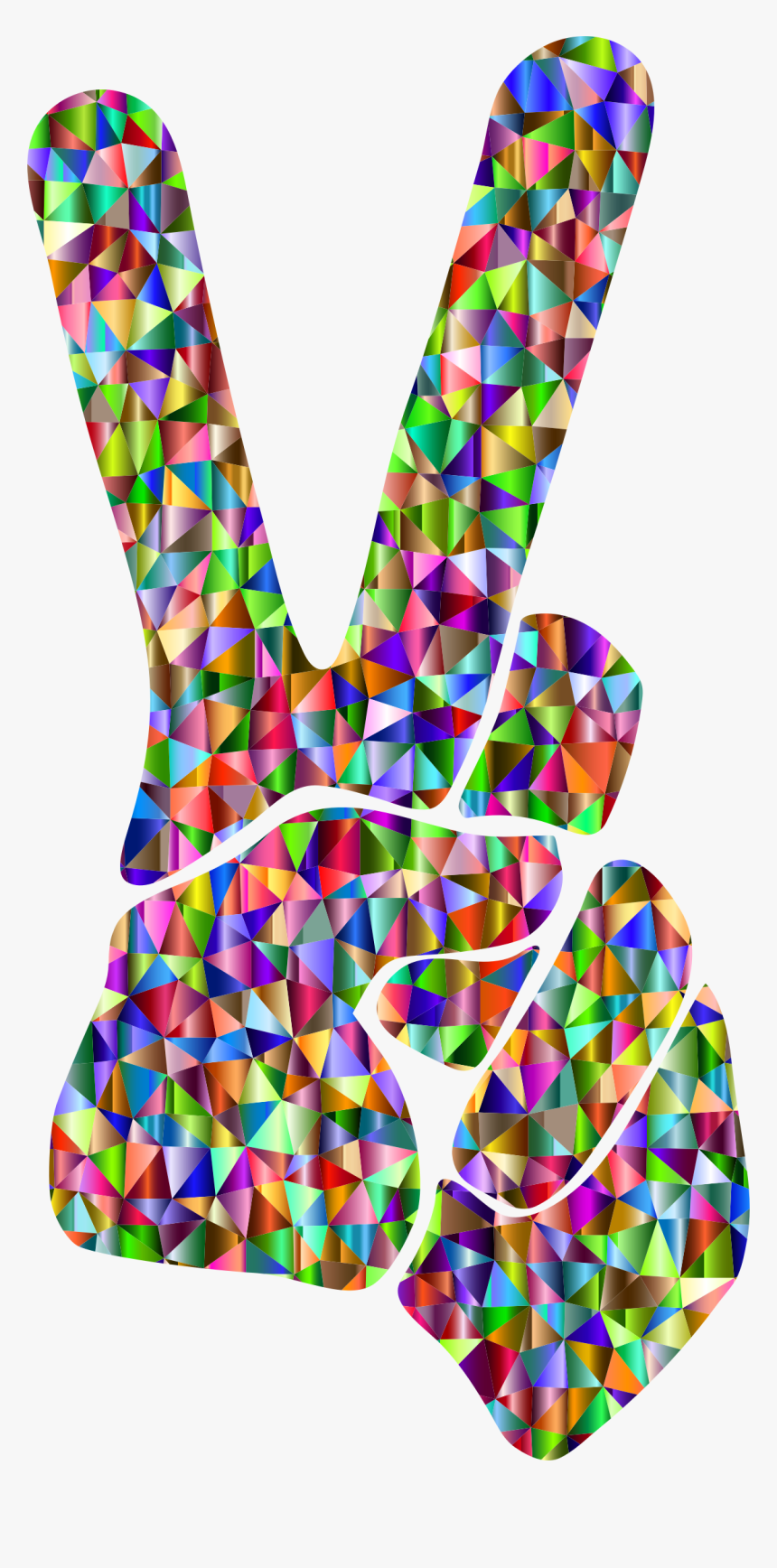 Low Poly Chromatic Peace Sign Silhouette Smoothed Clip - Png Peace Sign, Transparent Png, Free Download