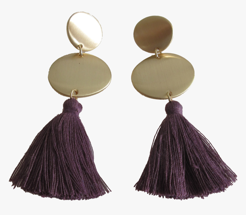 Time And Tru Wine Gold Circle Earring With Thread Tassel - Earrings, HD Png Download, Free Download