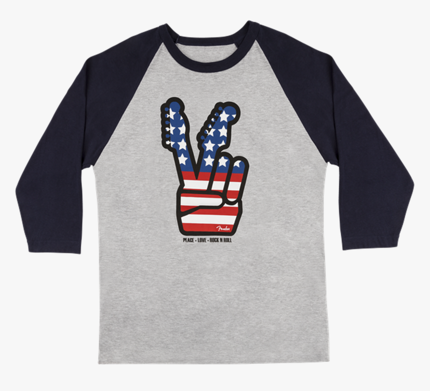 Fender Peace Sign Raglan T- Shirt, Gray/navy, Large, HD Png Download, Free Download