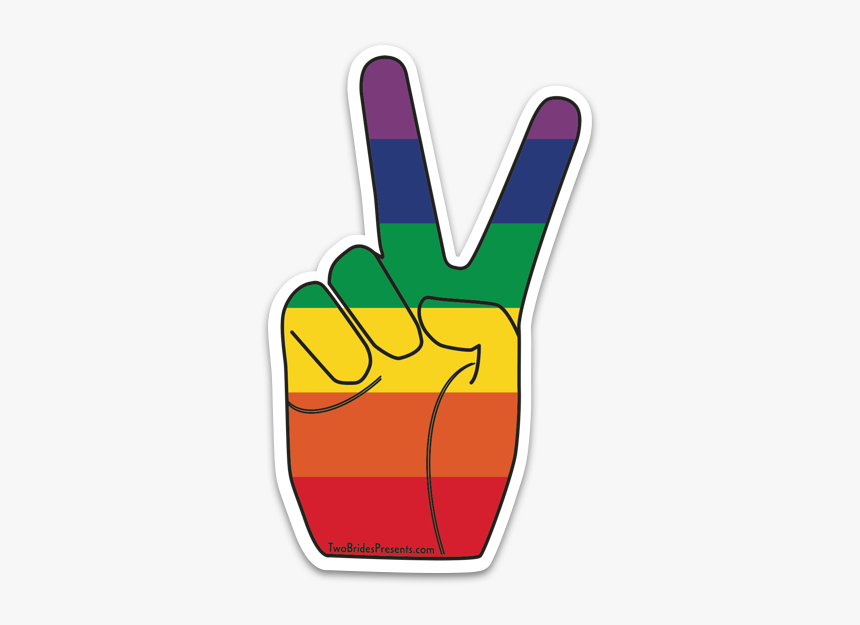 Rainbow Pride Peace Sign Sticker"
 Class="lazyload - Peace Sign Finger Rainbow, HD Png Download, Free Download