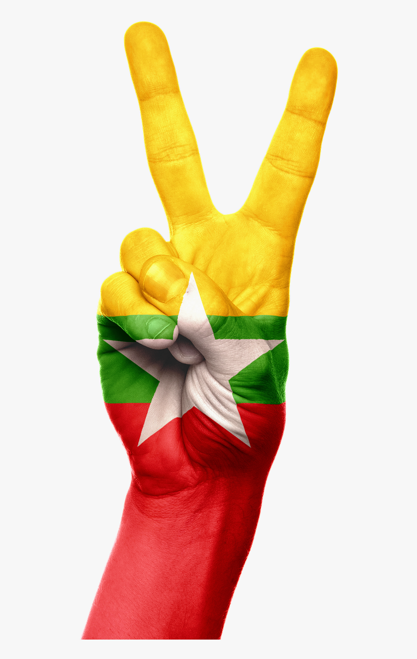 Burma Flag Hand Free Picture - Özgürlük Işareti Duvar Kağıdı, HD Png Download, Free Download