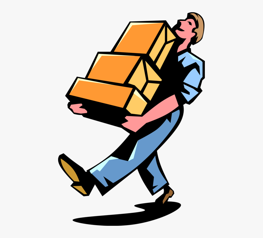 Delivers Mail Packages Vector - Man Carrying Boxes Clipart, HD Png Download, Free Download