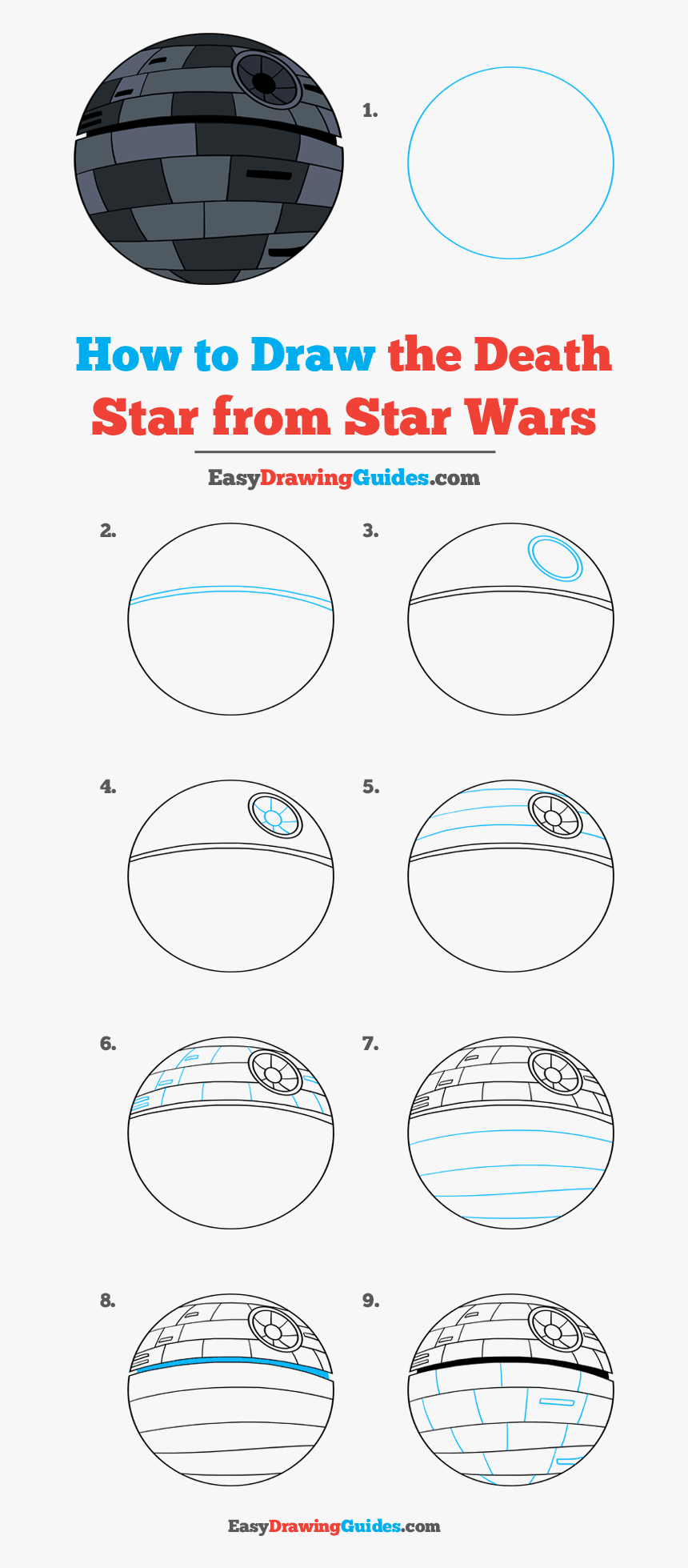 How To Draw Death Star From Star Wars - Easy Death Star Drawing, HD Png Download, Free Download