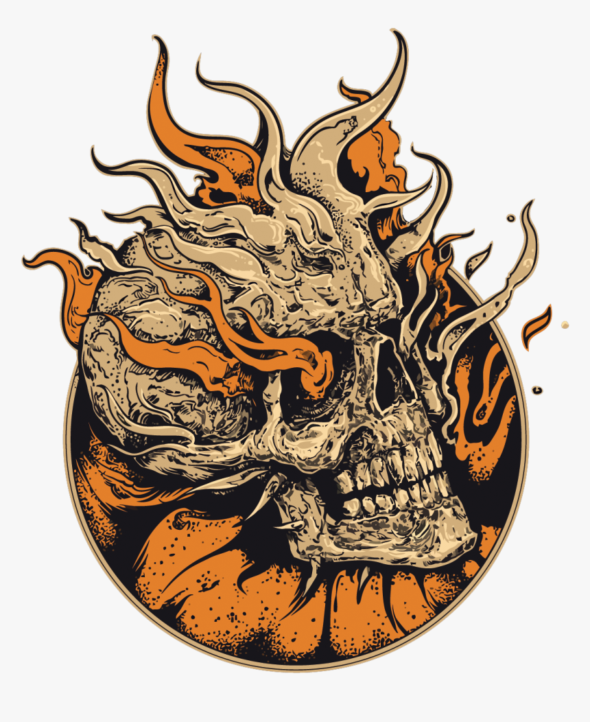 Art Skeleton Skull Illustration Vector Flame Human - Skull, HD Png Download, Free Download