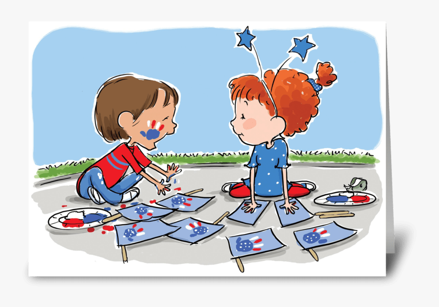 Happy 4th Of July Greeting Card - Cartoon, HD Png Download, Free Download