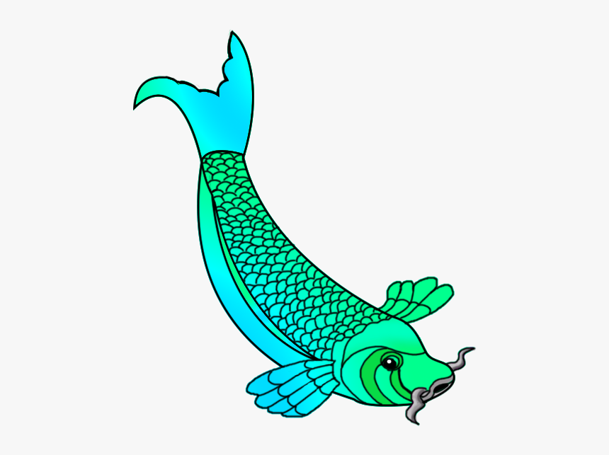 Colorful Koi Fish Drawings - Blue And Green Drawings, HD Png Download, Free Download