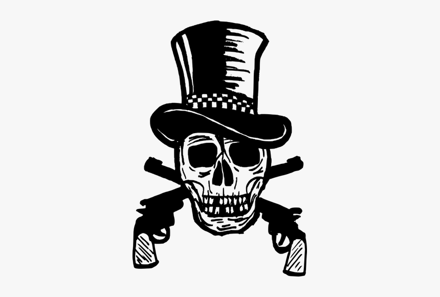 The Gunfighter Skull - Dia De Los Muertos Skulls Guns, HD Png Download, Free Download