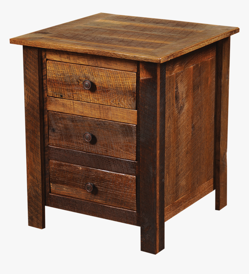 Barnwood Three Drawer Nightstand - Wooden Side Table Designs, HD Png Download, Free Download