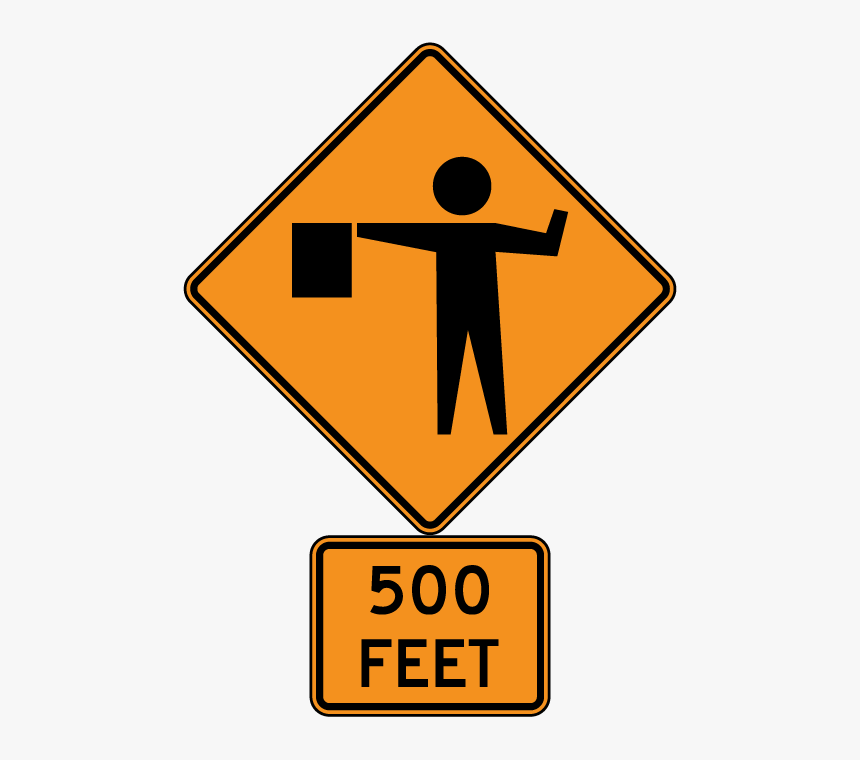 Flagger Ahead Sign - 500 Feet Road Sign, HD Png Download, Free Download