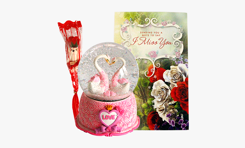 Card Rose Stick Musical Snow Globe - Gift, HD Png Download, Free Download