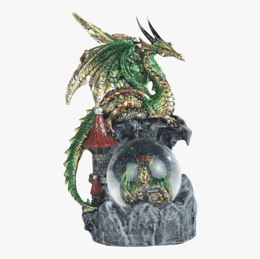 Green Dragon On Castle Snow Globe - Dragon, HD Png Download, Free Download