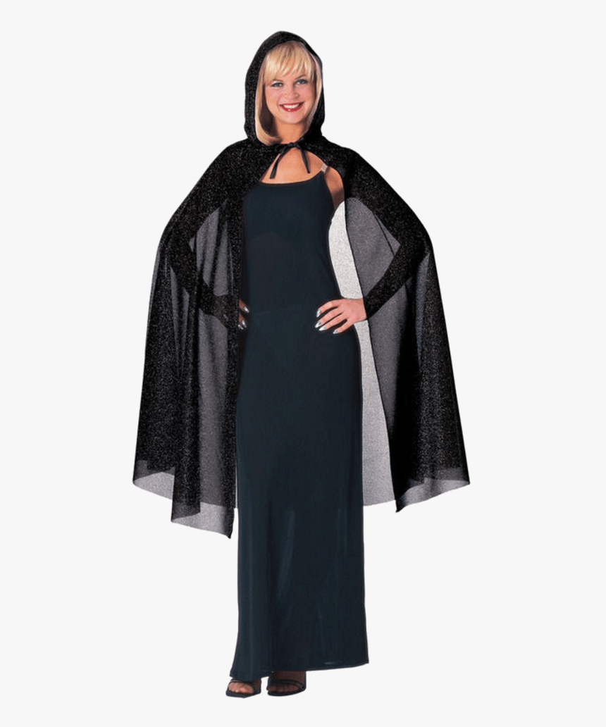 45” Hooded Glitter Cape - Black Sheer Cape, HD Png Download, Free Download