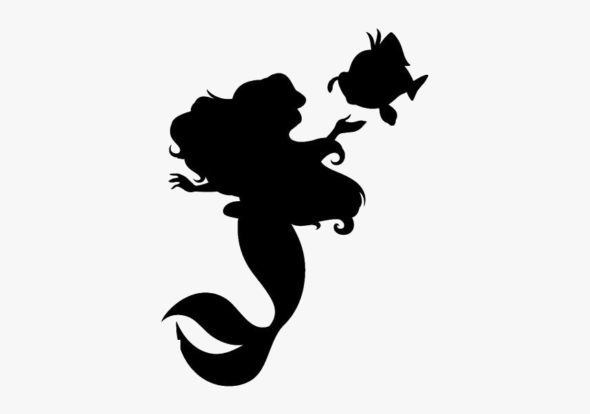 Transparent Mermaid With Fish Clipart - Ariel Little Mermaid Silhouette, HD Png Download, Free Download