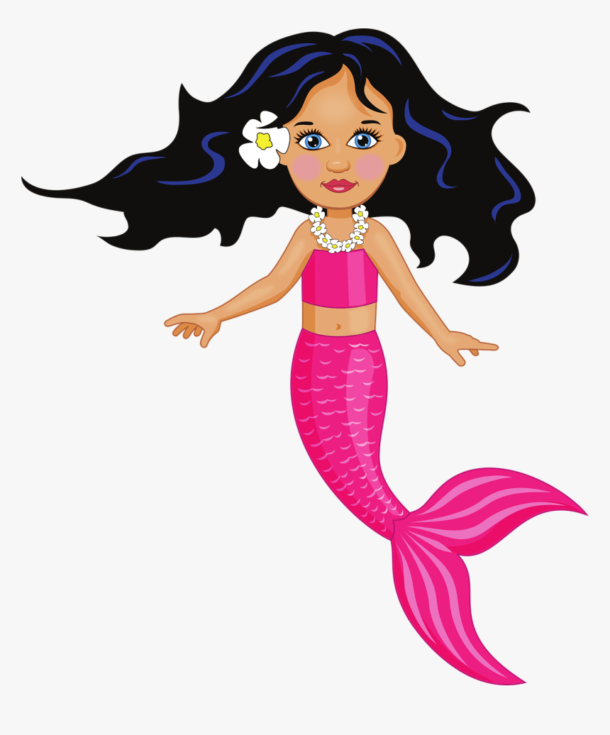 Transparent Free Mermaid Clipart Graphics - Cartoon Mermaid Transparent Background, HD Png Download, Free Download