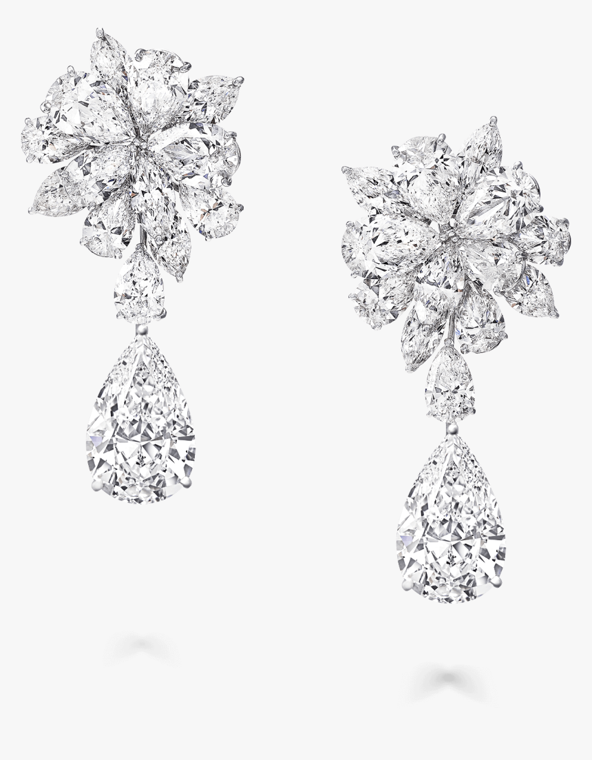 A Pair Of Graff High Jewellery Diamond Earrings With - Diamond High Flower Jewelry Earring, HD Png Download, Free Download