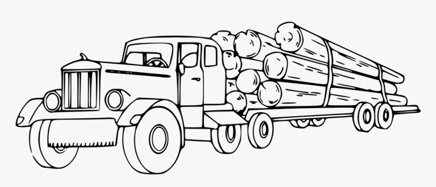 Transparent Logs Png - Log Truck Clip Art Black And White, Png Download, Free Download