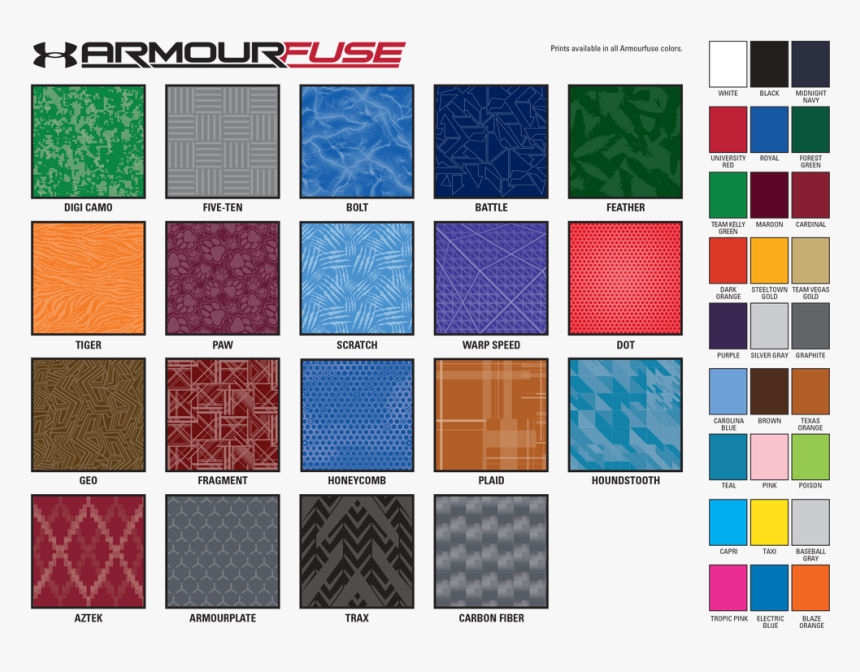 Under Armour Armourfuse Custom Sublimation Color Chart - Calendar Numbers To 31, HD Png Download, Free Download