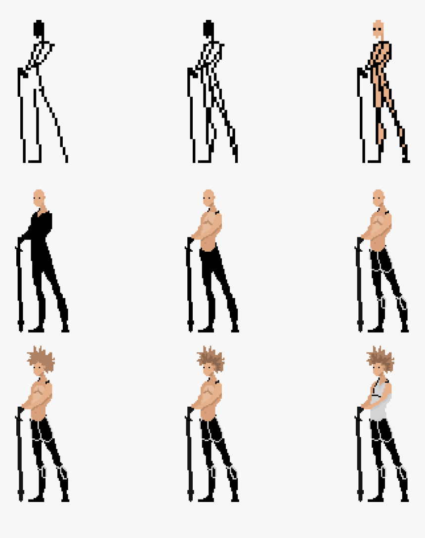 0 1491926236805 M W Stick 128 Spsheet - Character Pixel Art 64x64 Png, Transparent Png, Free Download