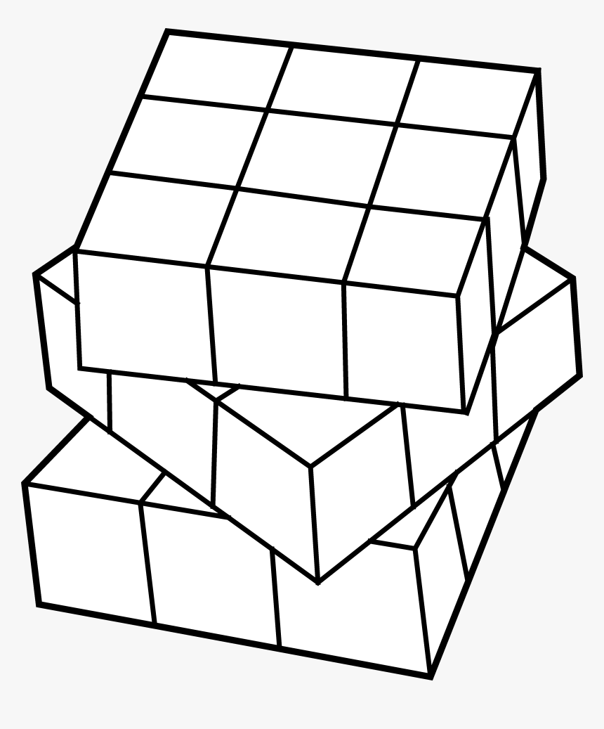 Rubiks Line Art Free Clip - Rubix Cube Black And White, HD Png Download, Free Download