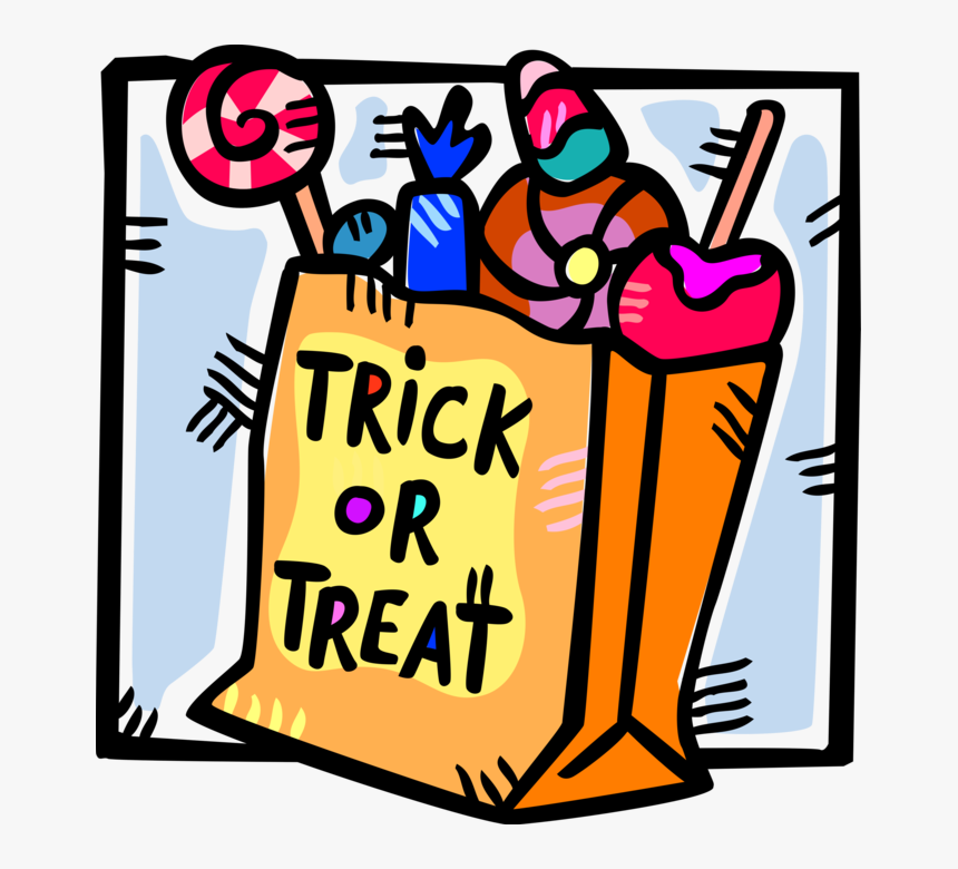 Vector Illustration Of Trick Or Treat Bag Of Halloween - Halloween Candy Bag Clip Art, HD Png Download, Free Download