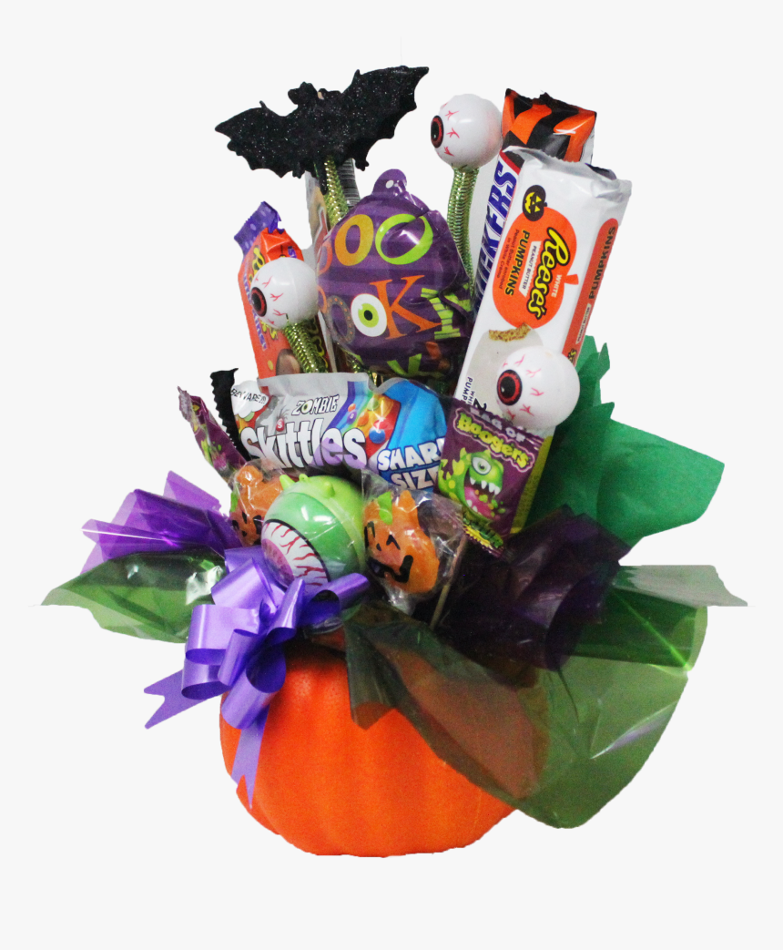 Halloween Pumpkin Candy Bouquet Side View - Bouquet, HD Png Download, Free Download