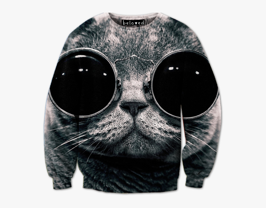 Cool Cat Crewneck Sweatshirt - Gato Com Swag, HD Png Download, Free Download